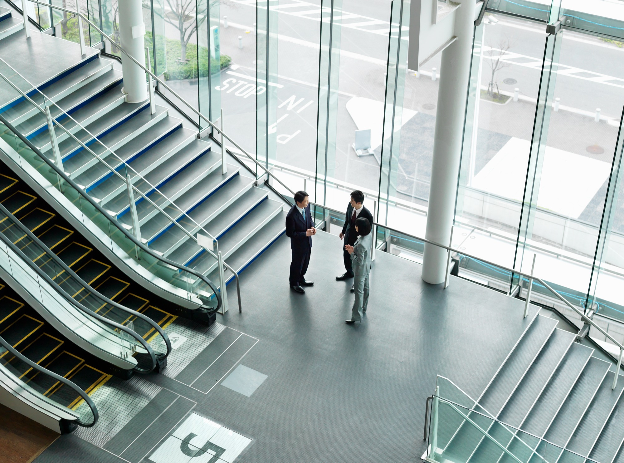 Modern commercial building lobby